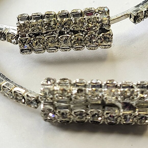 Silver Crystal Round Hoop Earrings - Picture 5 of 6